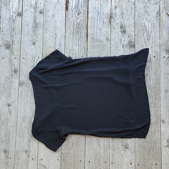 Soprano Small Black Semi Sheer T-Shirt Blouse High-Low Basic Workwear - Picture 4 of 4